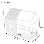 Lit cabane Bellemave avec lumières LED 7 couleurs, cadre de lit cabane en bois avec fenêtre pour enfants