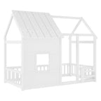 Lit cabane Bellemave avec lumières LED 7 couleurs, cadre de lit cabane en bois avec fenêtre pour enfants