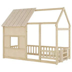 Lit cabane Bellemave avec lumières LED 7 couleurs, cadre de lit cabane en bois avec fenêtre pour enfants