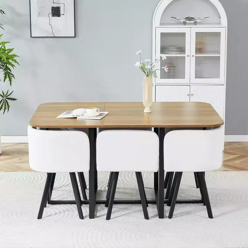 Ensemble de salle à manger 7 pièces Mauricio Modern GDFStudio avec table en bois, structure en métal et revêtement en similicuir