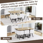 Ensemble de salle à manger 7 pièces Mauricio Modern GDFStudio avec table en bois, structure en métal et revêtement en similicuir