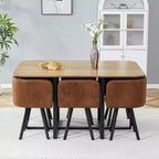 Ensemble de salle à manger 7 pièces Mauricio Modern GDFStudio avec table en bois, structure en métal et revêtement en similicuir