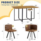 Ensemble de salle à manger 7 pièces Mauricio Modern GDFStudio avec table en bois, structure en métal et revêtement en similicuir