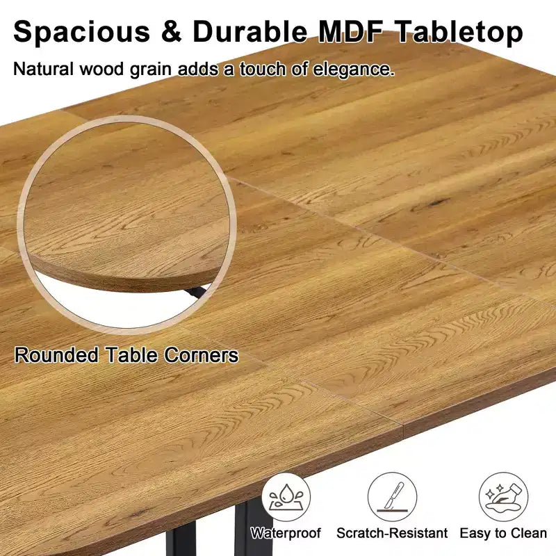 Ensemble de salle à manger 7 pièces Mauricio Modern GDFStudio avec table en bois, structure en métal et revêtement en similicuir
