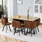 Ensemble de salle à manger 7 pièces Mauricio Modern GDFStudio avec table en bois, structure en métal et revêtement en similicuir
