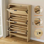 Meuble à chaussures haut cannelé avec 3 tiroirs basculants, meuble de rangement à chaussures dissimulé autonome de 32 po de large pour entrée étroite, couloir et placard