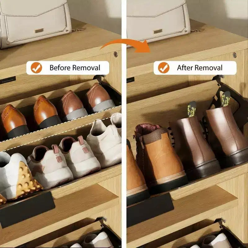 Meuble à chaussures haut cannelé avec 3 tiroirs basculants, meuble de rangement à chaussures dissimulé autonome de 32 po de large pour entrée étroite, couloir et placard