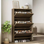 Meuble à chaussures haut cannelé avec 3 tiroirs basculants, meuble de rangement à chaussures dissimulé autonome de 32 po de large pour entrée étroite, couloir et placard