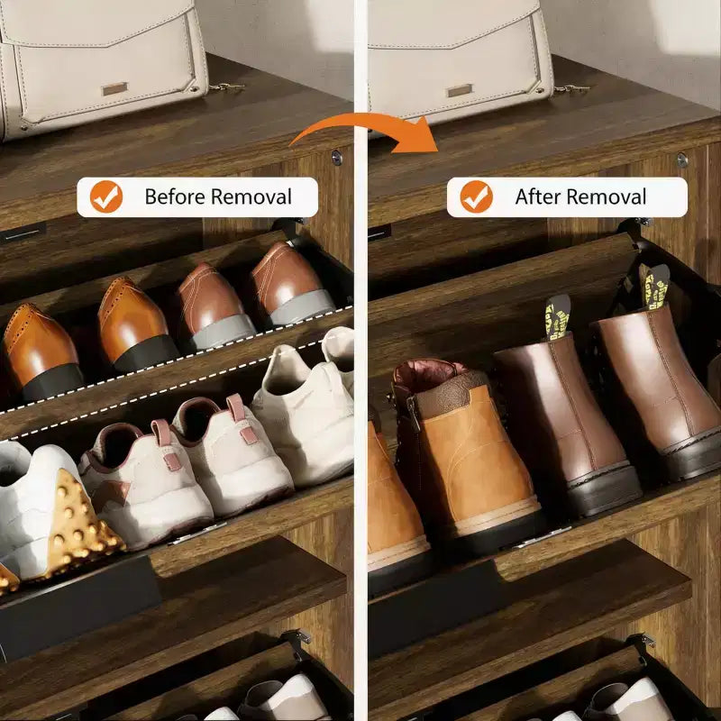 Meuble à chaussures haut cannelé avec 3 tiroirs basculants, meuble de rangement à chaussures dissimulé autonome de 32 po de large pour entrée étroite, couloir et placard