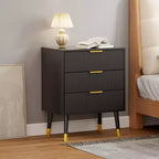 Commode à 3 tiroirs, 2 buffets cannelés avec poignées et glissières en métal, Table de buffet pour salon, couloir, cuisine, Noir