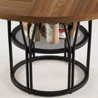 Table à manger ronde moderne 47" pour 4 à 6 personnes, table de cuisine circulaire avec étagère de rangement et cadre en métal robuste pour salle à manger et appartement