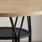 Table à manger ronde moderne 47" pour 4 à 6 personnes, table de cuisine circulaire avec étagère de rangement et cadre en métal robuste pour salle à manger et appartement