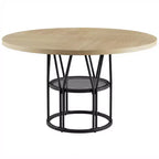 Table à manger ronde moderne 47" pour 4 à 6 personnes, table de cuisine circulaire avec étagère de rangement et cadre en métal robuste pour salle à manger et appartement