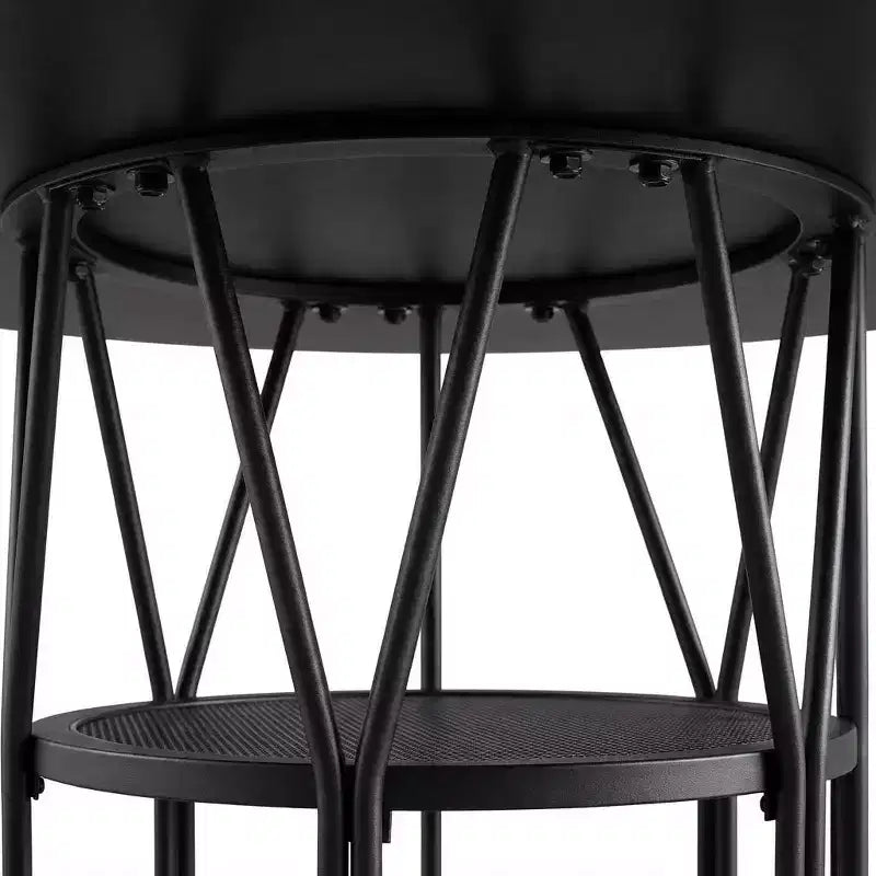 Table à manger ronde moderne 47" pour 4 à 6 personnes, table de cuisine circulaire avec étagère de rangement et cadre en métal robuste pour salle à manger et appartement