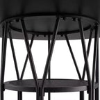 Table à manger ronde moderne 47" pour 4 à 6 personnes, table de cuisine circulaire avec étagère de rangement et cadre en métal robuste pour salle à manger et appartement