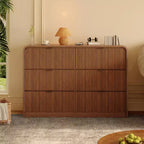 Commode large à 8 tiroirs cannelée avec bords arrondis, commode moderne, rangement polyvalent pour chambre à coucher, salon et couloir