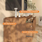 Commode large à 8 tiroirs cannelée avec bords arrondis, commode moderne, rangement polyvalent pour chambre à coucher, salon et couloir