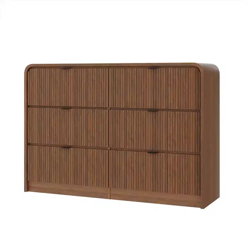 Commode large à 8 tiroirs cannelée avec bords arrondis, commode moderne, rangement polyvalent pour chambre à coucher, salon et couloir