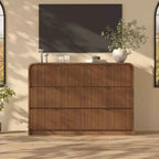 Commode large à 8 tiroirs cannelée avec bords arrondis, commode moderne, rangement polyvalent pour chambre à coucher, salon et couloir