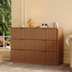 Fluted 8 Drawer Wide Dresser with Rounded Edges, Modern Chest of Drawers, Versatile Storage for Bedroom, Living Room and Hallway