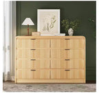 Commode large à 8 tiroirs cannelée avec bords arrondis, commode moderne, rangement polyvalent pour chambre à coucher, salon et couloir