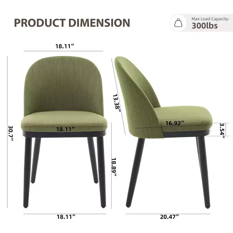 Lot de 2 chaises de salle à manger modernes en tissu, chaises de dîner à dossier haut avec cadre en bois robuste pour la maison, la cuisine et un usage commercial.