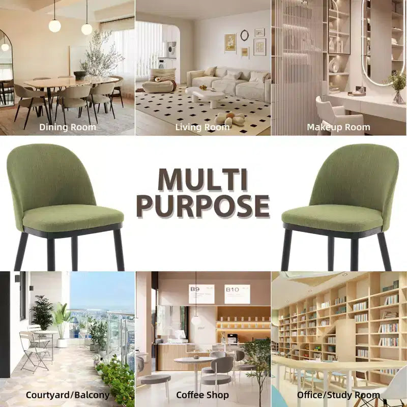 Lot de 2 chaises de salle à manger modernes en tissu, chaises de dîner à dossier haut avec cadre en bois robuste pour la maison, la cuisine et un usage commercial.