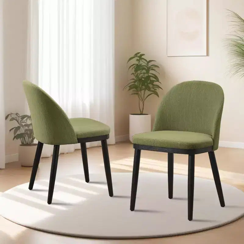 Lot de 2 chaises de salle à manger modernes en tissu, chaises de dîner à dossier haut avec cadre en bois robuste pour la maison, la cuisine et un usage commercial.