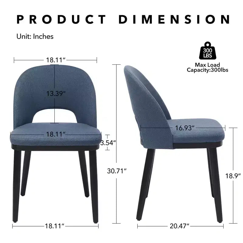 Lot de 2 chaises de salle à manger modernes en tissu, chaises de dîner à dossier haut avec cadre en bois robuste pour la maison, la cuisine et un usage commercial.