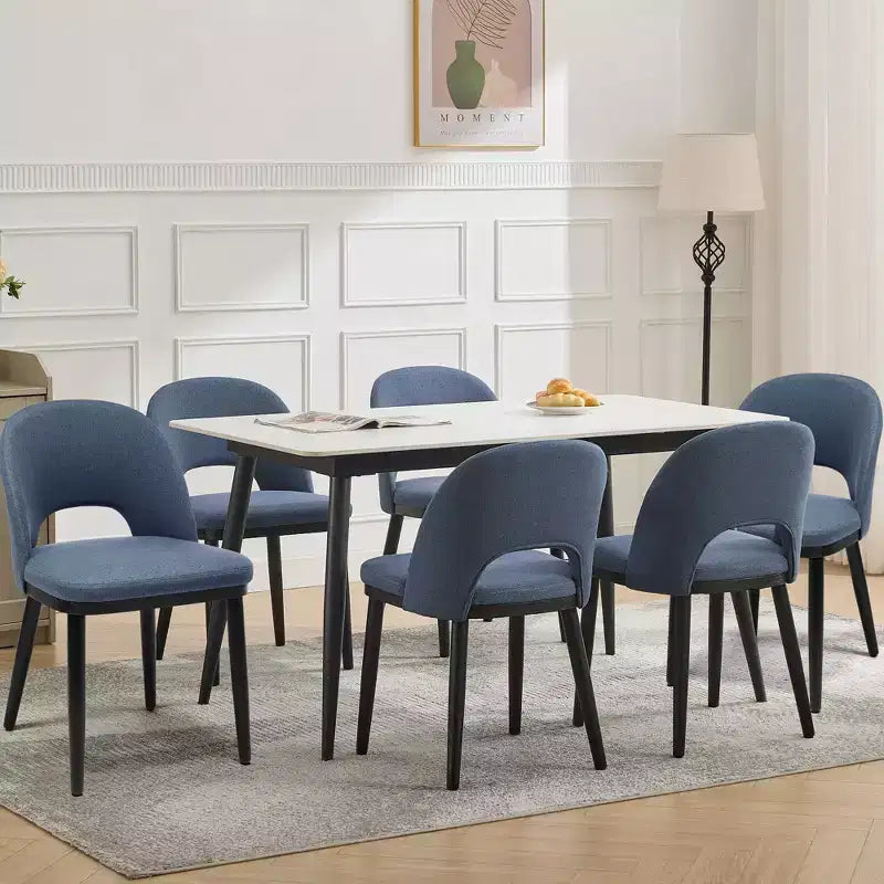 Lot de 2 chaises de salle à manger modernes en tissu, chaises de dîner à dossier haut avec cadre en bois robuste pour la maison, la cuisine et un usage commercial.