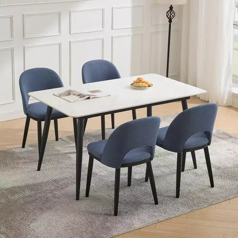 Lot de 2 chaises de salle à manger modernes en tissu, chaises de dîner à dossier haut avec cadre en bois robuste pour la maison, la cuisine et un usage commercial.