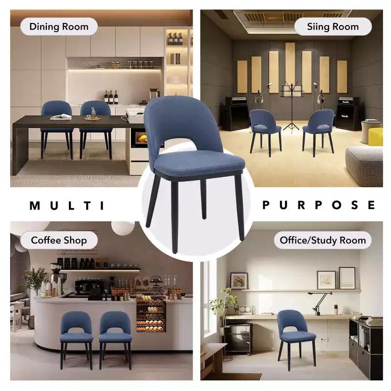 Lot de 2 chaises de salle à manger modernes en tissu, chaises de dîner à dossier haut avec cadre en bois robuste pour la maison, la cuisine et un usage commercial.