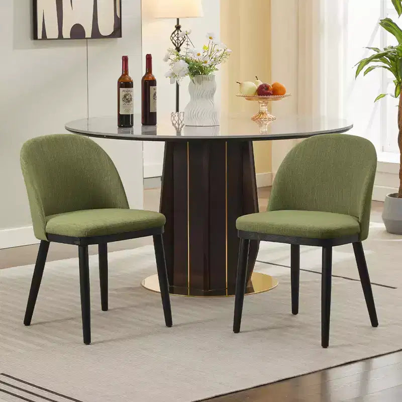 Lot de 2 chaises de salle à manger modernes en tissu, chaises de dîner à dossier haut avec cadre en bois robuste pour la maison, la cuisine et un usage commercial.