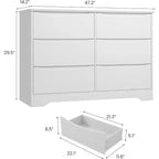 GustoWave Armoire Moderne, Commode de Rangement en Bois avec 6 Tiroirs pour Chambre, Salon, Couloir, Blanc