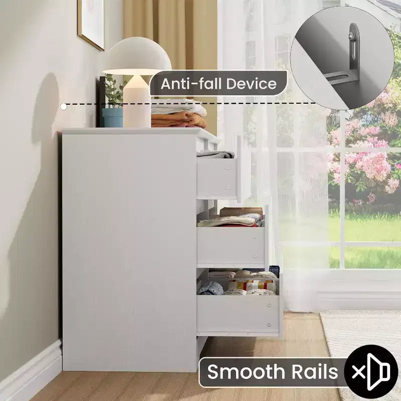 GustoWave Armoire Moderne, Commode de Rangement en Bois avec 6 Tiroirs pour Chambre, Salon, Couloir, Blanc