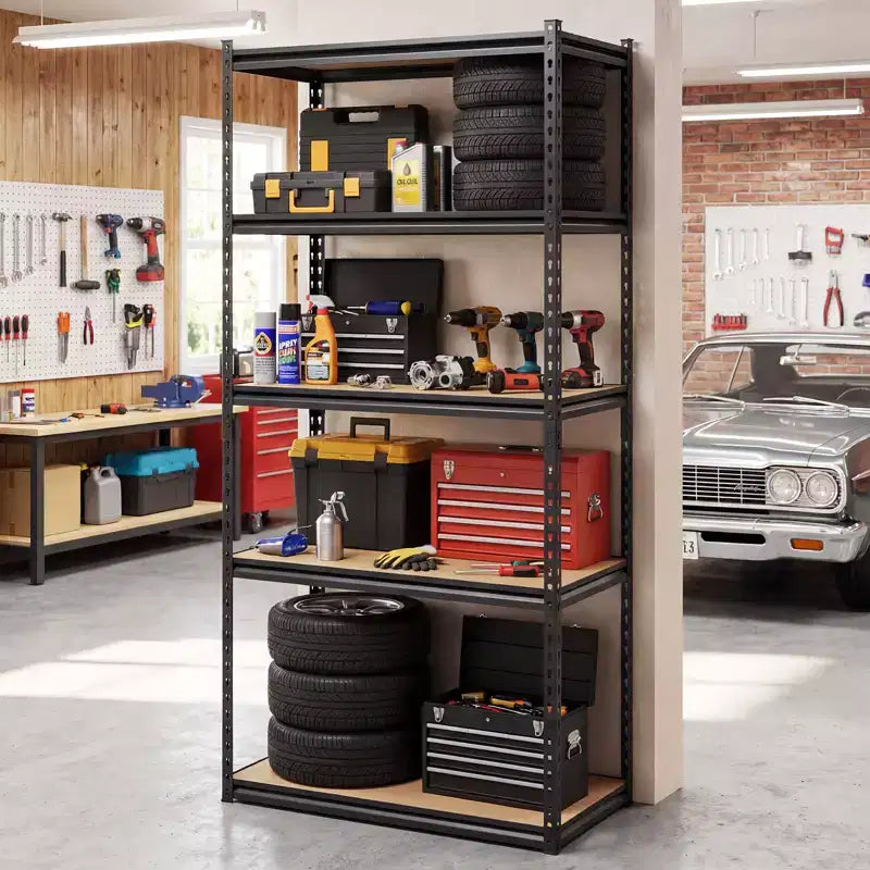 Gymax Étagère de garage à 5 niveaux 1000 kg robuste en métal pour garde-manger