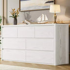 Commode large à 7 tiroirs pour chambre à coucher, commode moderne en bois, grand meuble de rangement pour salon et entrée