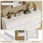 Commode large à 7 tiroirs pour chambre à coucher, commode moderne en bois, grand meuble de rangement pour salon et entrée