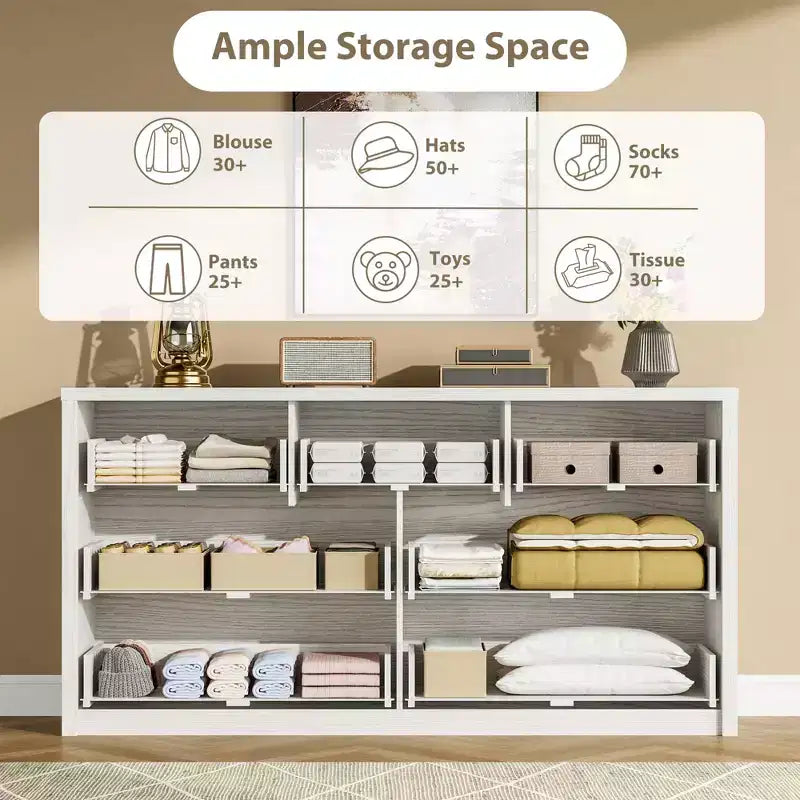 Commode large à 7 tiroirs pour chambre à coucher, commode moderne en bois, grand meuble de rangement pour salon et entrée