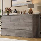 Commode large à 7 tiroirs pour chambre à coucher, commode moderne en bois, grand meuble de rangement pour salon et entrée