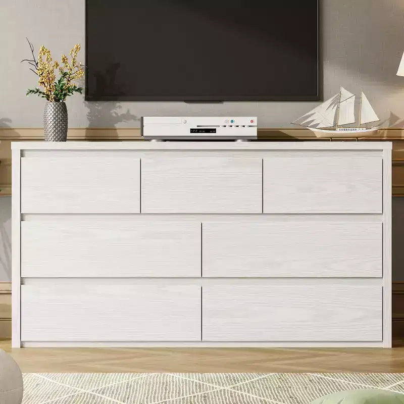 Commode large à 7 tiroirs pour chambre à coucher, commode moderne en bois, grand meuble de rangement pour salon et entrée