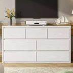 Commode large à 7 tiroirs pour chambre à coucher, commode moderne en bois, grand meuble de rangement pour salon et entrée