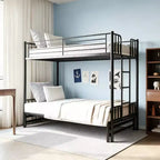 Luxystar Twin Metal Pull-Out Bunk Bed, Space-Saving Convertible Frame for Bedroom, Black