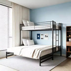 Lit superposé gigogne métallique Luxystar, cadre convertible peu encombrant pour chambre à coucher, noir