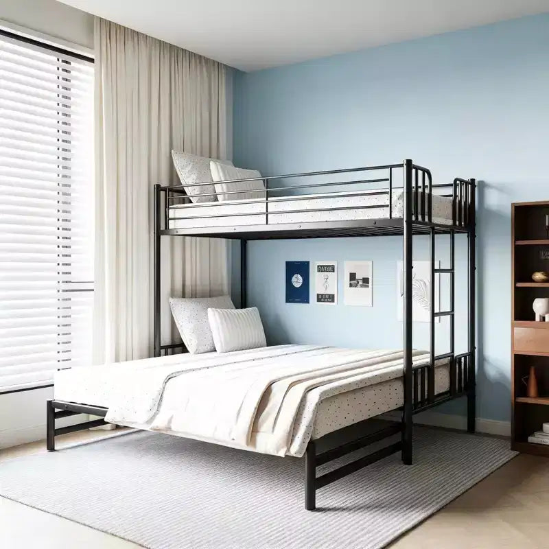 Lit superposé gigogne métallique Luxystar, cadre convertible peu encombrant pour chambre à coucher, noir
