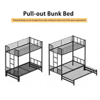 Lit superposé gigogne métallique Luxystar, cadre convertible peu encombrant pour chambre à coucher, noir