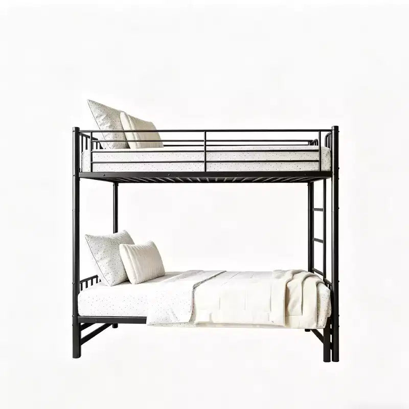 Lit superposé gigogne métallique Luxystar, cadre convertible peu encombrant pour chambre à coucher, noir
