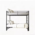 Lit superposé gigogne métallique Luxystar, cadre convertible peu encombrant pour chambre à coucher, noir