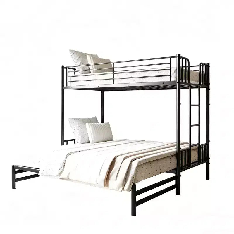 Lit superposé gigogne métallique Luxystar, cadre convertible peu encombrant pour chambre à coucher, noir