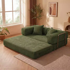 Dyonery 65Canapé-Lit Pliant Convertible en Velours Côtelé Grand Lit de Sol 4-en-1 Canapé Modulaire Combinable DIY Canapé Confortable Rabattable.